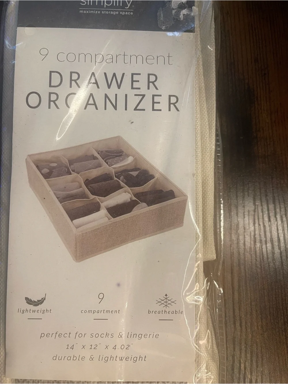 Simplify Beige 9-Compartment Drawer Organizer